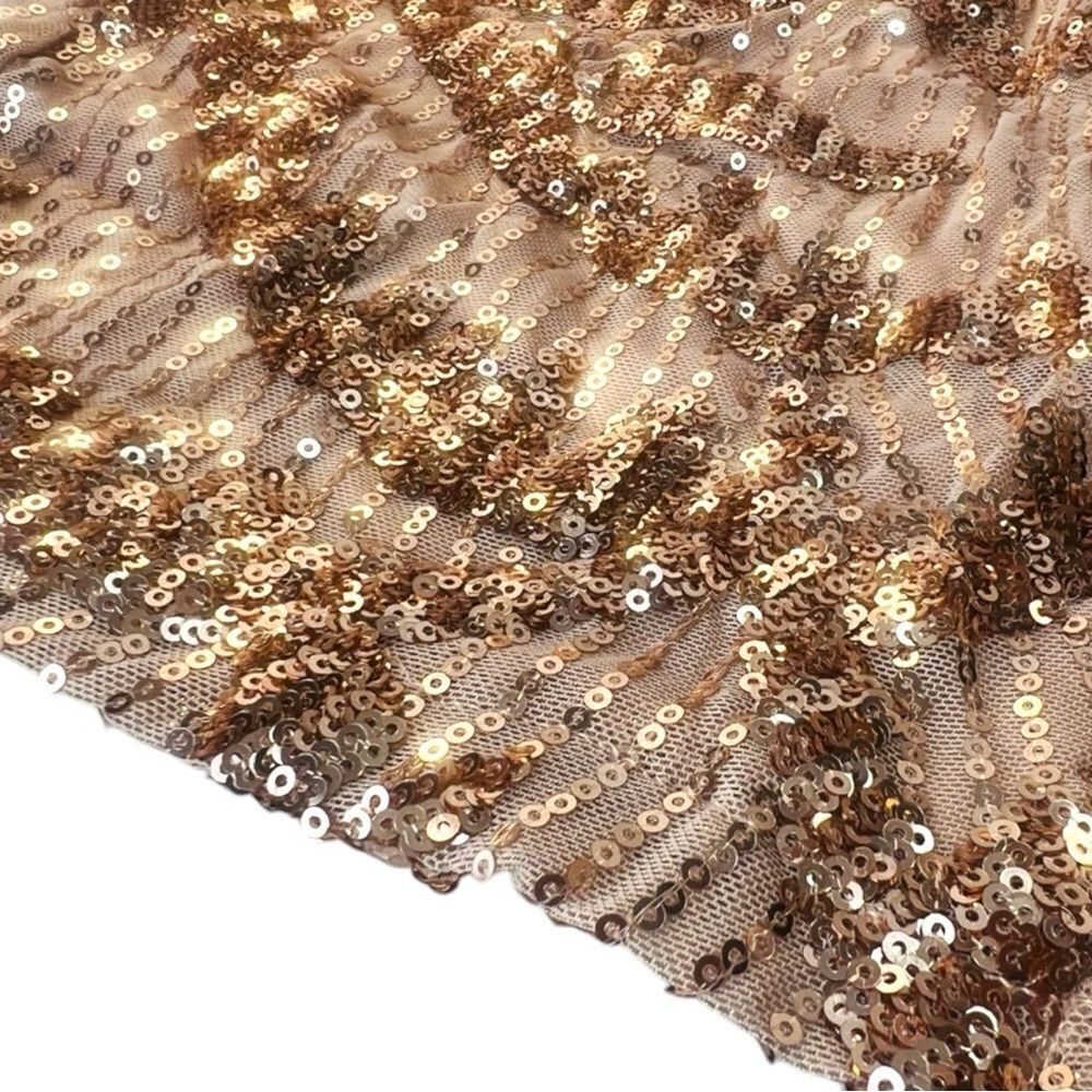 Emerald Sundae Gold Beige V-Wire Sequined Bodycon Dress Size Large - Picture 13 of 15